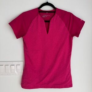 Nike Golf Tour Performance DriFit Hot Pink Short Sleeve V-Neck Mesh Polo Women S